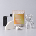 Minimalist Coffee Starter Kit — Hario mini grinder, V60 brewing server set, and Rwanda Gitesi Washed coffee